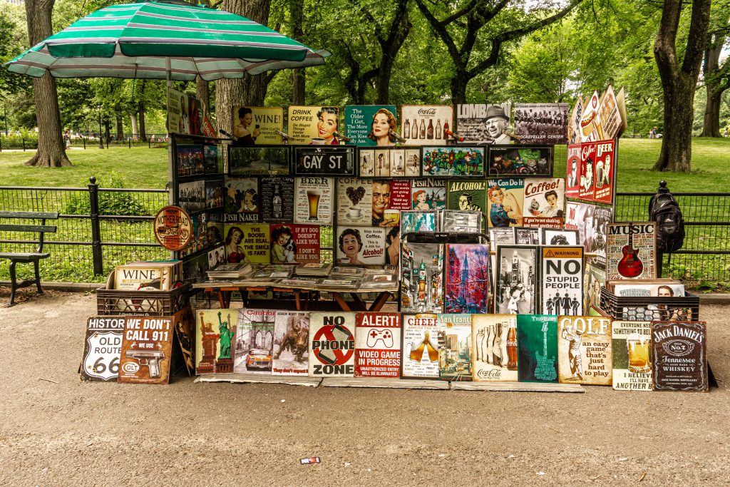 street vendor, craft man central park new york