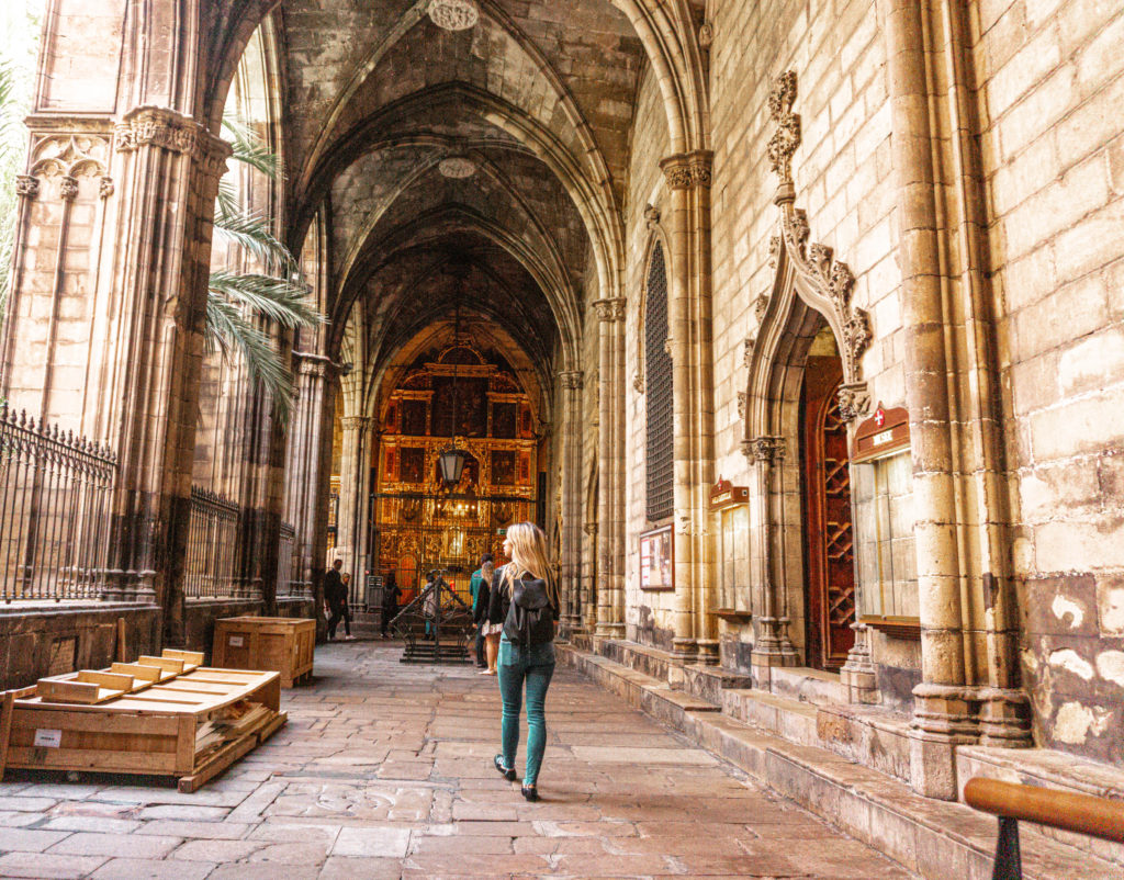 Barcelona Cathedral traveling solo, Spain